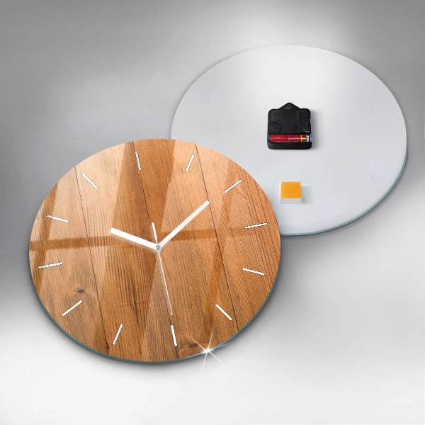 Round glass clock Wooden boards