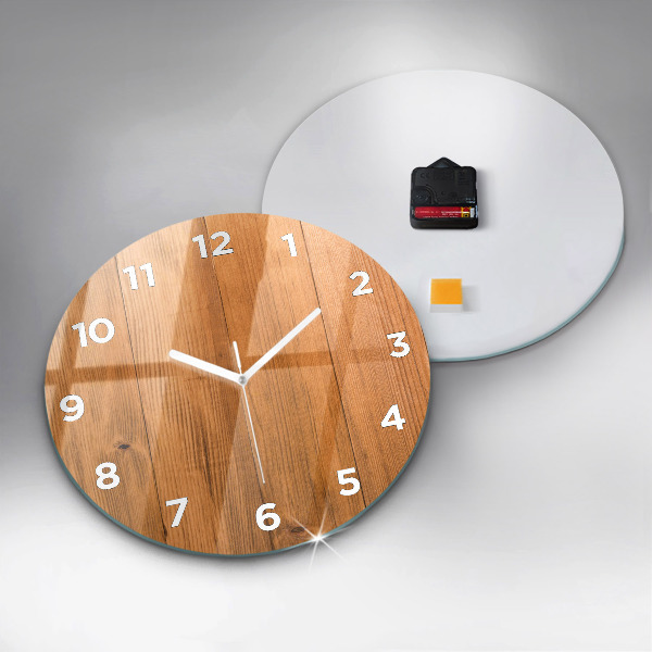 Round glass clock Wooden boards