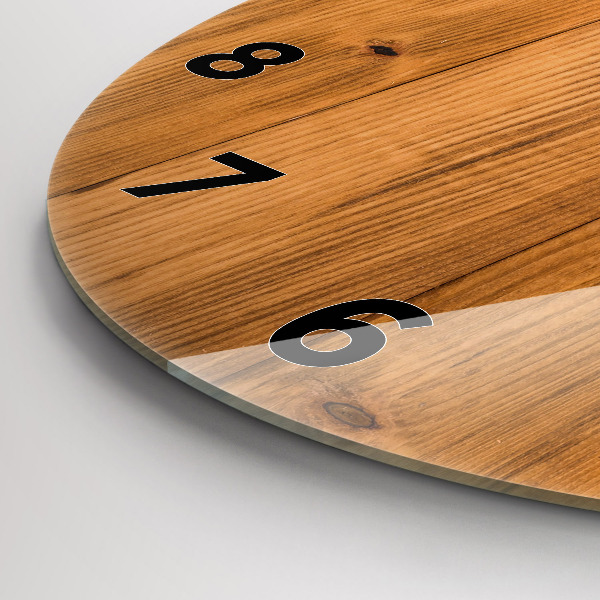 Round glass clock Wooden boards