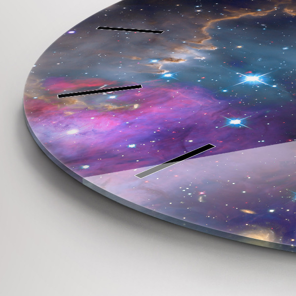 Round glass clock Galaxy and stars