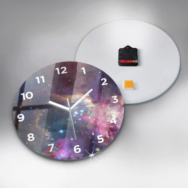 Round glass clock Galaxy and stars