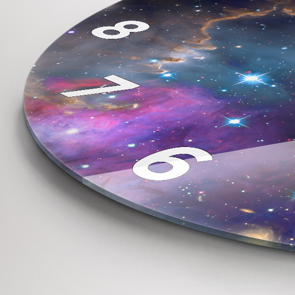 Round glass clock Galaxy and stars