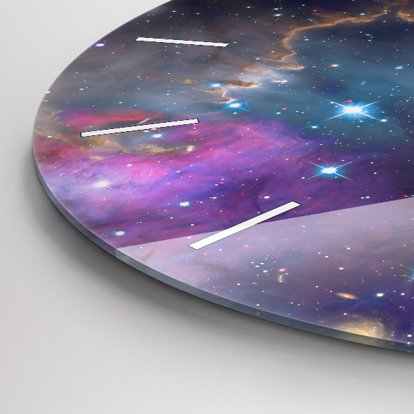 Round glass clock Galaxy and stars