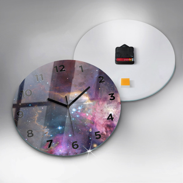 Round glass clock Galaxy and stars