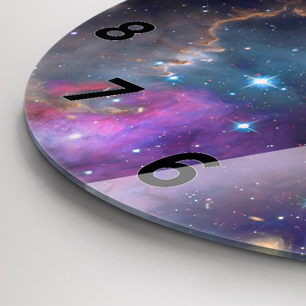 Round glass clock Galaxy and stars