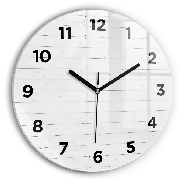 Round glass clock Wooden panels pattern