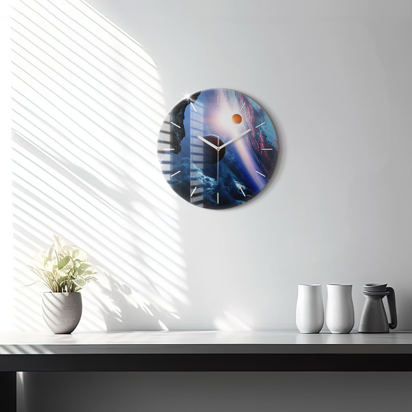 Round glass clock Great Galaxy