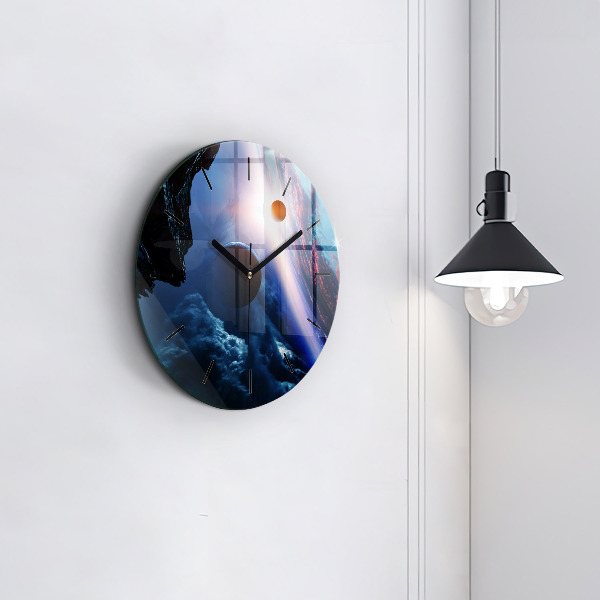 Round glass clock Great Galaxy