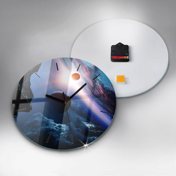 Round glass clock Great Galaxy