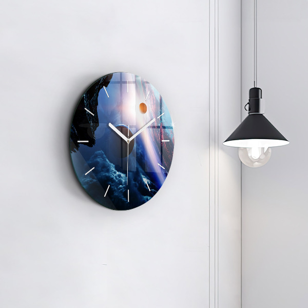 Round glass clock Great Galaxy