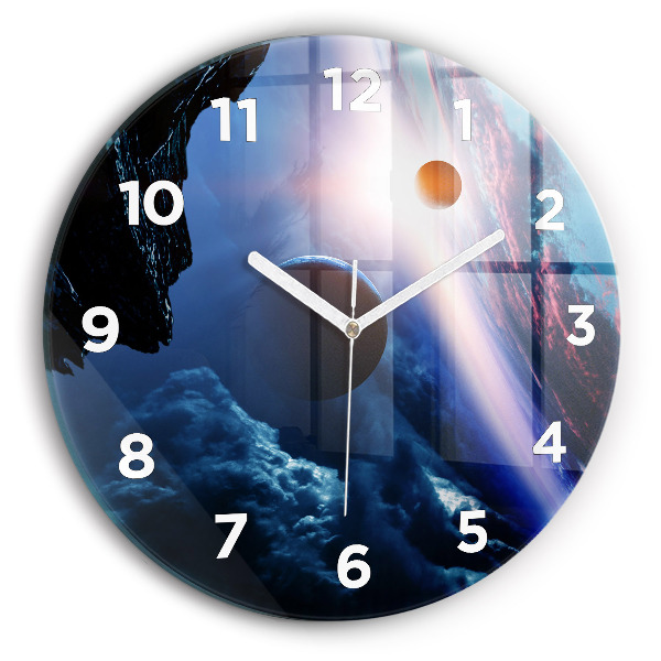 Round glass clock Great Galaxy