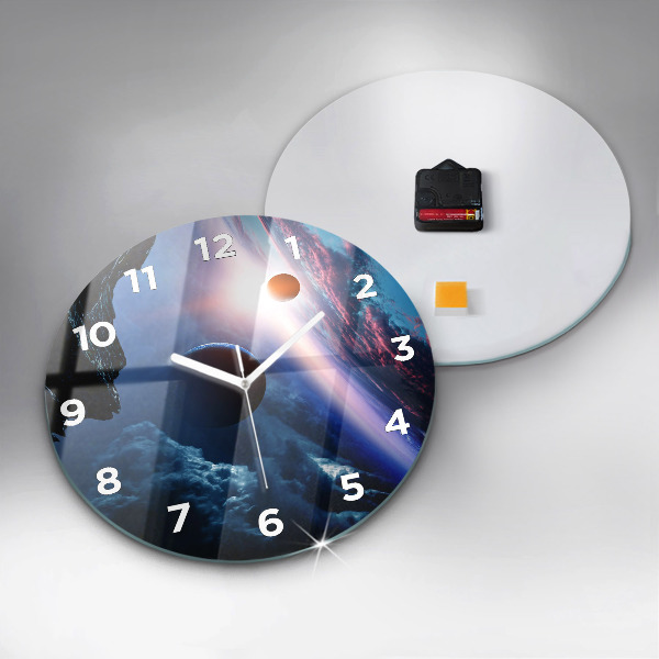 Round glass clock Great Galaxy