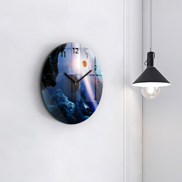 Round glass clock Great Galaxy