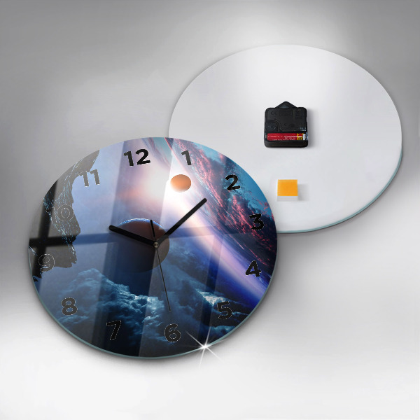 Round glass clock Great Galaxy