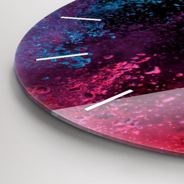 Round glass clock Explosion of colors