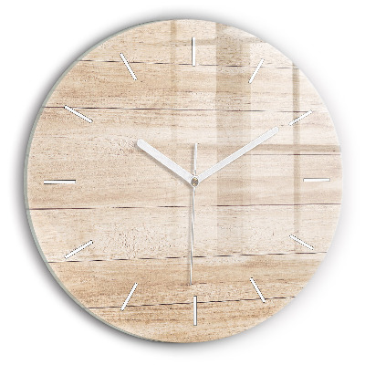 Round glass clock Wooden texture