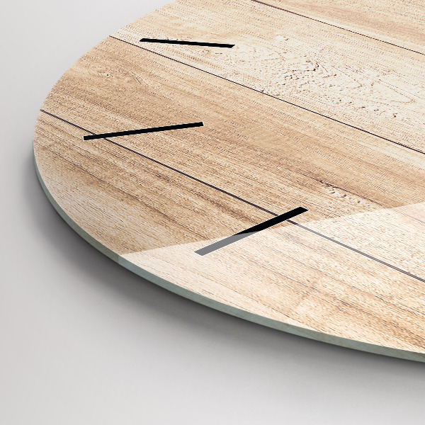 Round glass clock Wooden texture