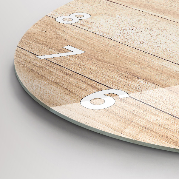 Round glass clock Wooden texture