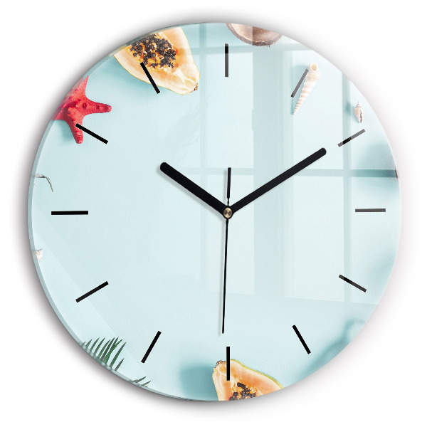 Round glass clock Summer composition