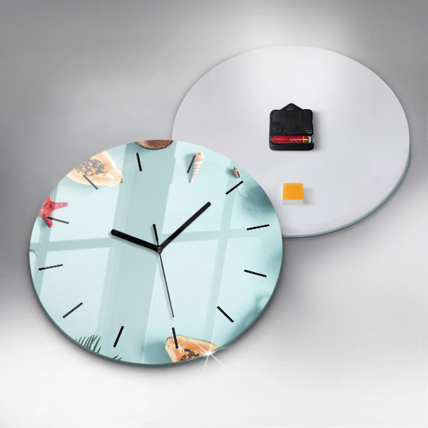 Round glass clock Summer composition