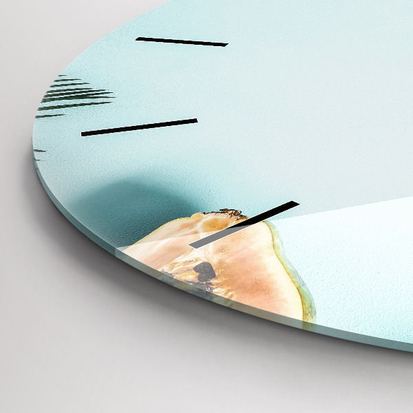 Round glass clock Summer composition