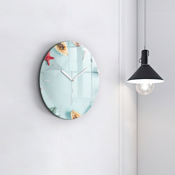 Round glass clock Summer composition