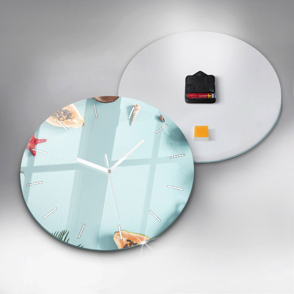 Round glass clock Summer composition