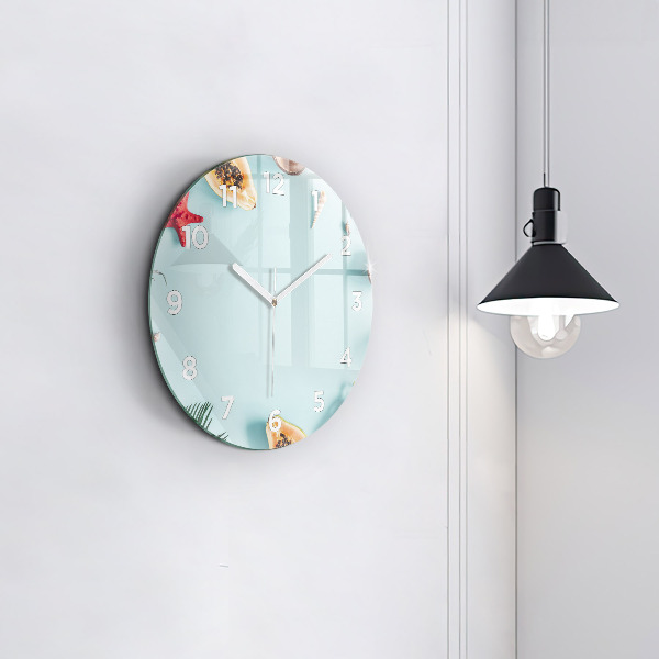 Round glass clock Summer composition