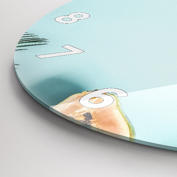 Round glass clock Summer composition