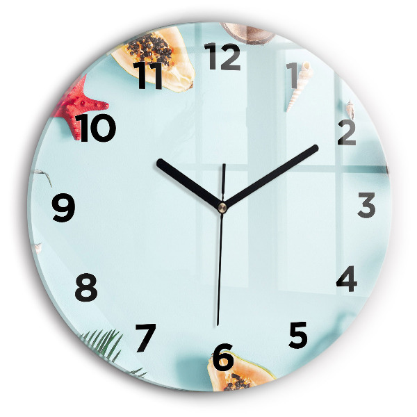 Round glass clock Summer composition