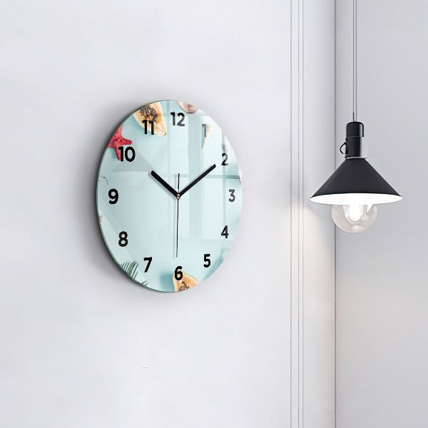 Round glass clock Summer composition