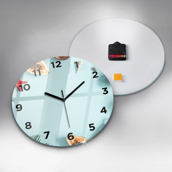 Round glass clock Summer composition