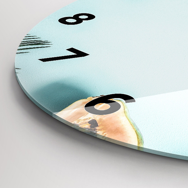 Round glass clock Summer composition