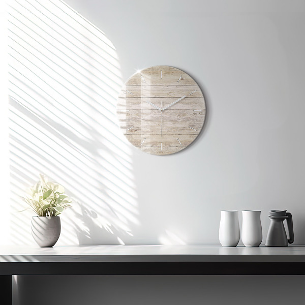 Round glass clock Wooden panels