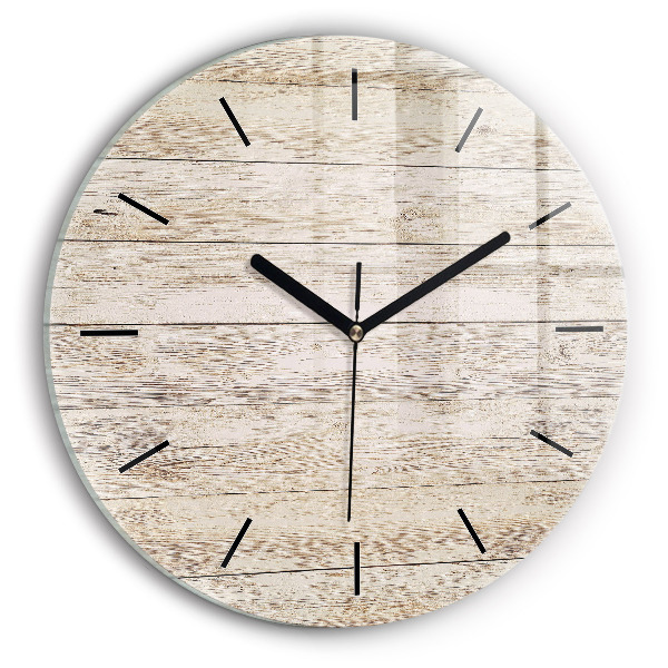 Round glass clock Wooden panels