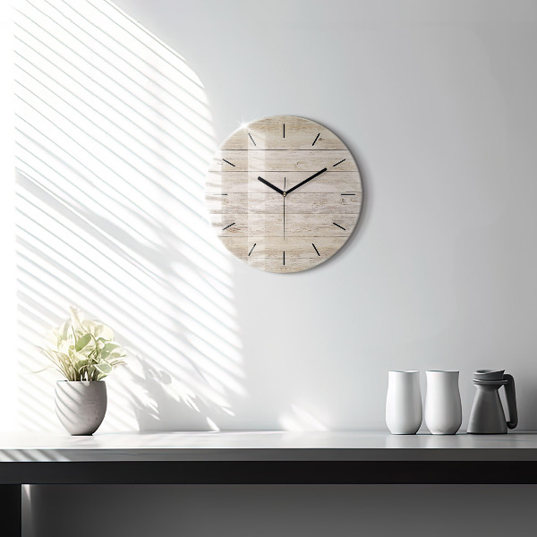 Round glass clock Wooden panels