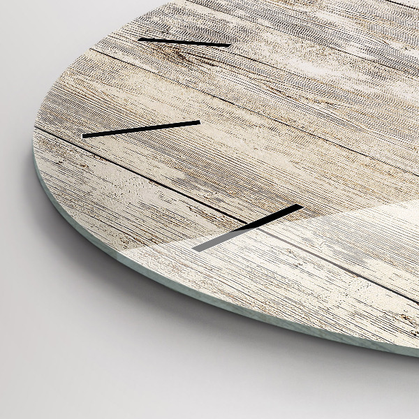 Round glass clock Wooden panels