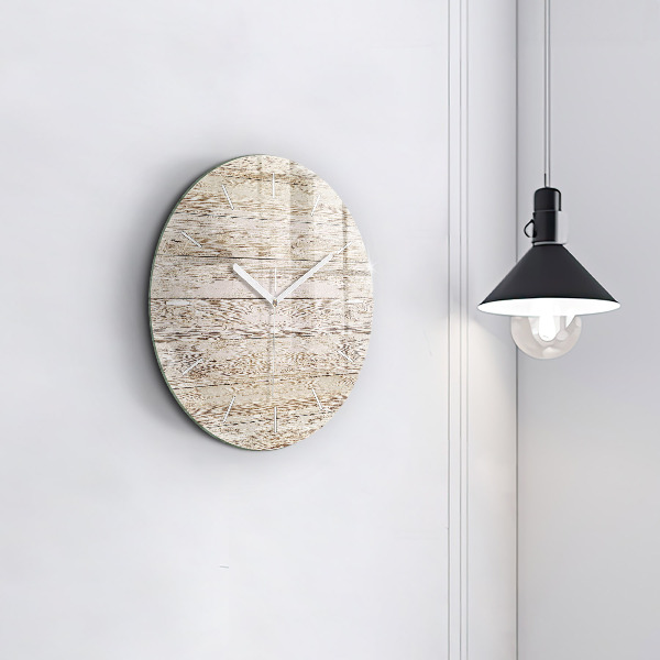 Round glass clock Wooden panels