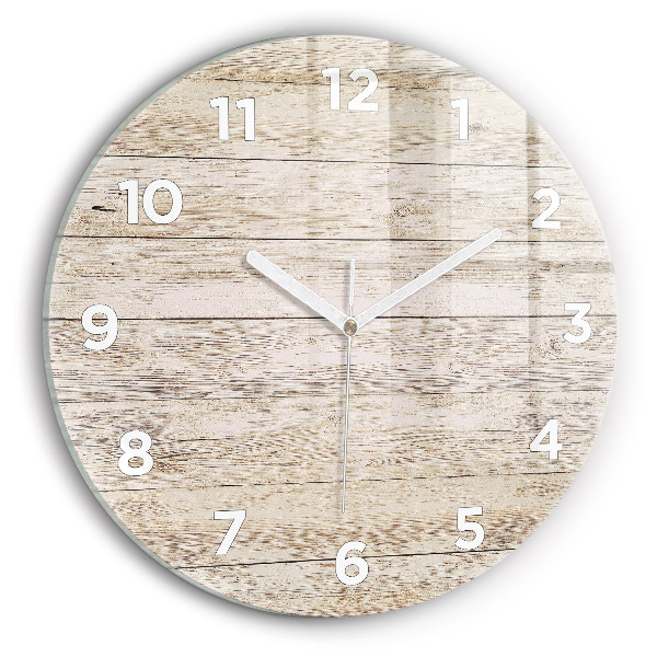 Round glass clock Wooden panels