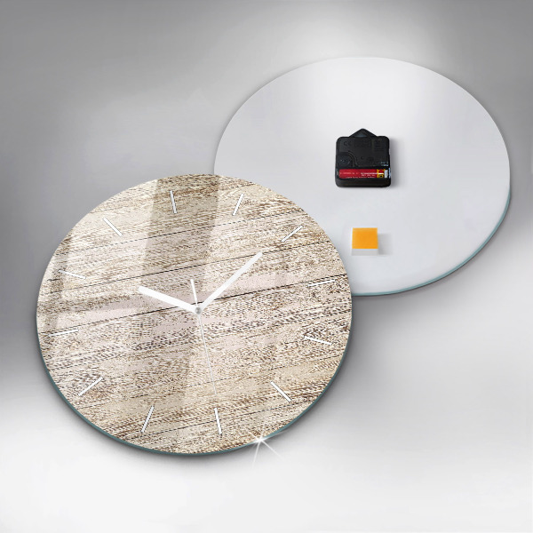 Round glass clock Wooden panels
