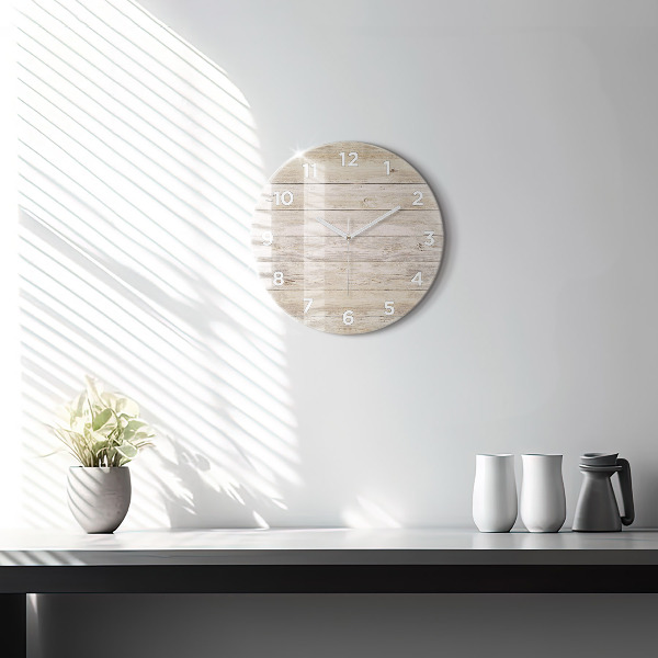 Round glass clock Wooden panels