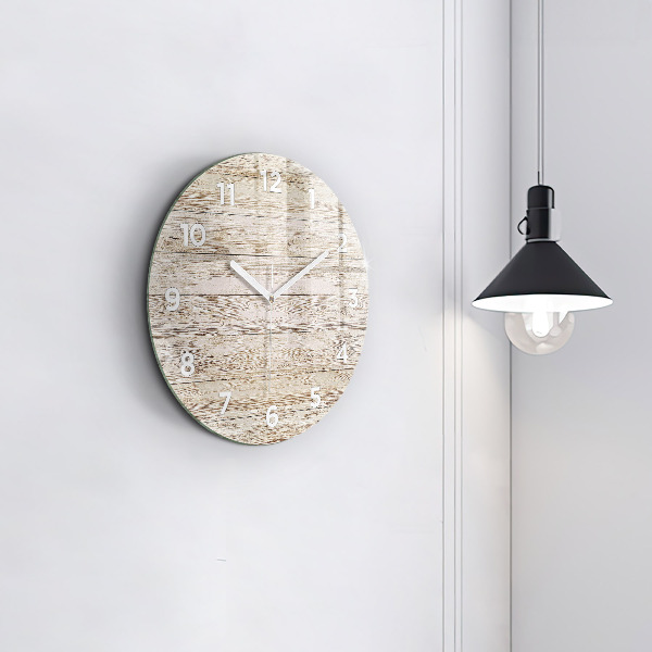 Round glass clock Wooden panels