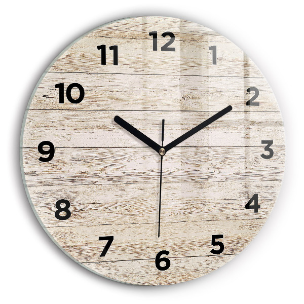 Round glass clock Wooden panels