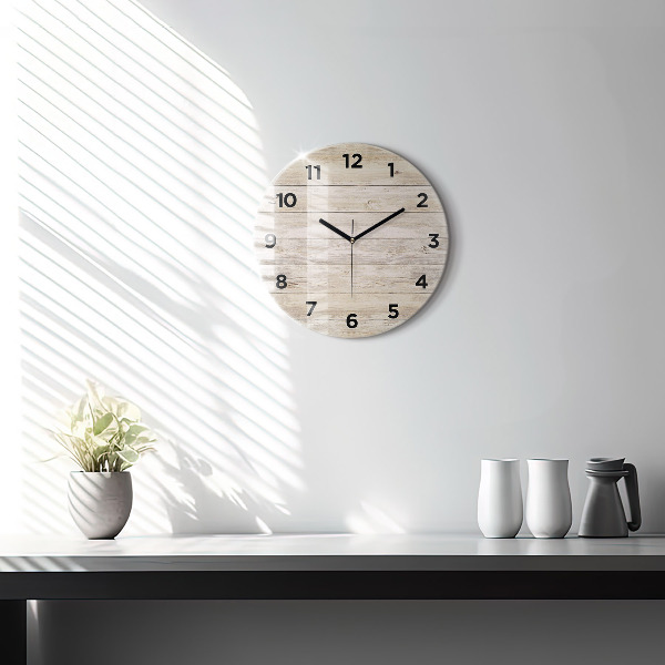 Round glass clock Wooden panels