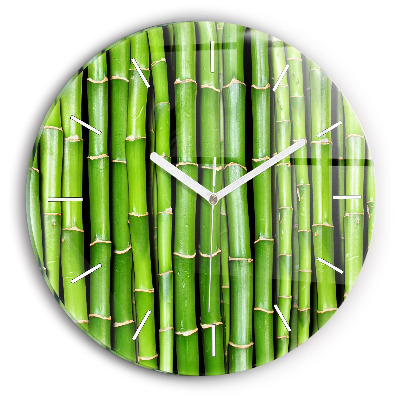 Round glass clock Asian Bamboo