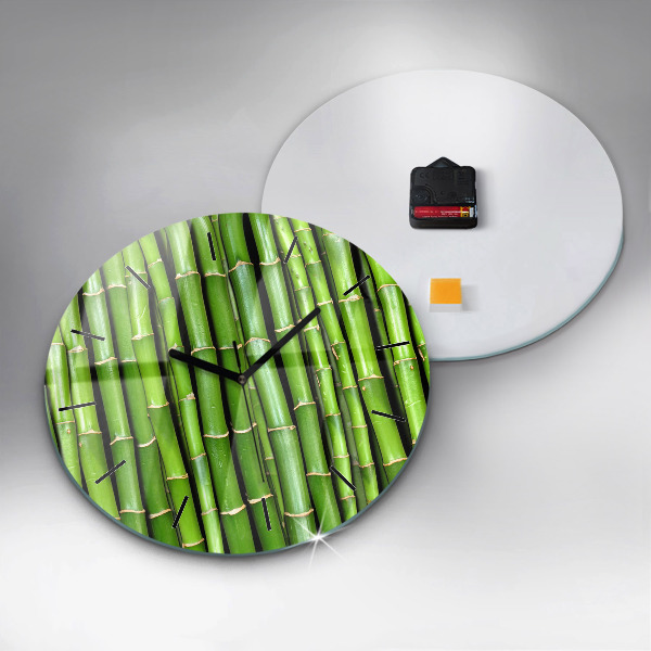 Round glass clock Asian Bamboo