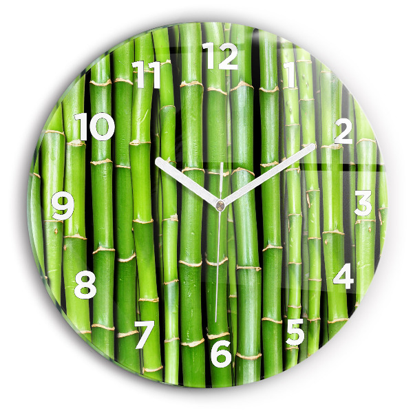Round glass clock Asian Bamboo