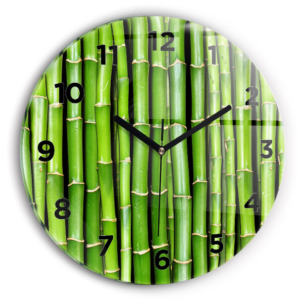 Round glass clock Asian Bamboo