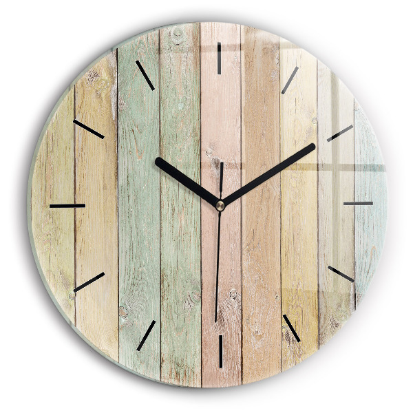 Round glass clock Colorful boards