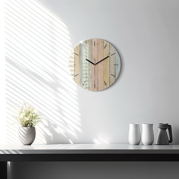 Round glass clock Colorful boards
